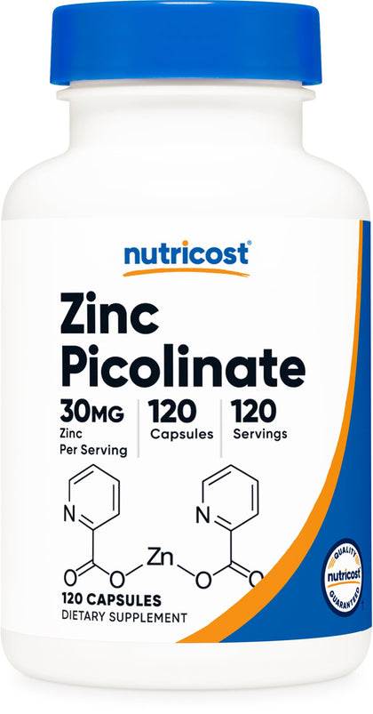 Nutricost Zinc Picolinate 30mg, 120 Capsules - Gluten Free and Non-GMO