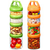 SELEWARE Portable Stackable Food Storage Containers for Snacks Formula Powder and Drinks Twist Lock System Airtight Leak-proof BPA and Phthalate Free Green and Orange