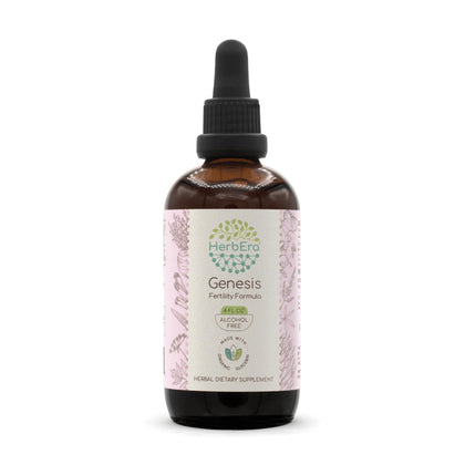 Genesis B120 Alcohol-Free Extract Tincture: Vitex Berry, Maca, Dong Quai, Ginger, Shatavari Root,Cinnamon Bark. Wildcrafted: Partridgeberry Herb, False Unicorn Root. Fertility Formula 4 Fl Oz