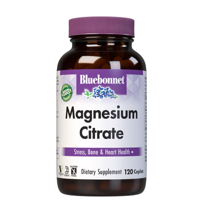 Bluebonnet Nutrition Magnesium Citrate, 400mg of Magnesium, Maximum Absorption, Supports Immune Health & Energy Production*, Soyfree, Gluten-Free, Non-GMO, Kosher, Dairy Free, Vegan, 120 Caplets