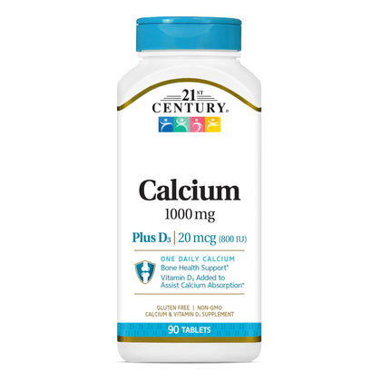 21st Century Calcium Plus D Tablets, 1000 mg, 90 Count