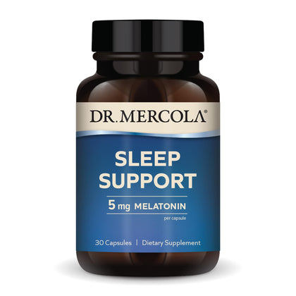 Dr. Mercola Sleep Support with Melatonin, 5 mg Melatonin Per Serving, 30 Servings (30 Capsules), Dietary Supplement, Supports Healthy Sleep and Mental Focus, Non-GMO