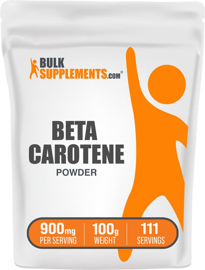 BulkSupplements.com Beta Carotene Powder - Vitamin A Supplements, Beta Carotene Supplements - for Immune & Eye Support, Gluten Free, 900mg per Serving, 100g (3.5 oz) (Pack of 1)