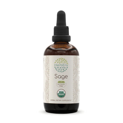 Sage B120 USDA Organic Tincture | Alcohol-Free Extract, High-Potency Herbal Drops | Certified Organic Sage (Salvia officinalis) Dried Leaf (4 oz)