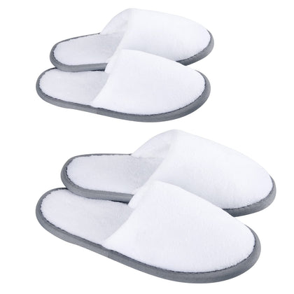 Spa Slippers, Closed Toe (6Pairs, 3L+3M) Disposable Indoor Hotel Slippers, Fluffy Coral Fleece, Padded Sole for Comfort- for Guests, Hotel, Travel