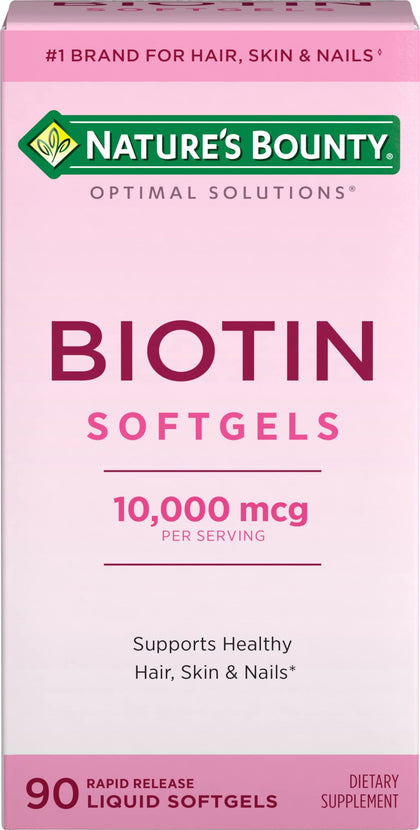 Nature's Bounty Optimal Solutions Biotin 10,000 mcg 90 Rapid Release Liquid Softgels