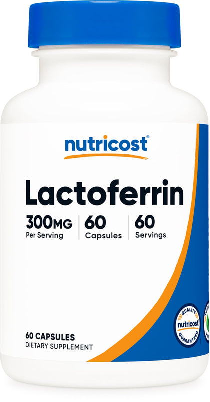 Nutricost Lactoferrin Capsules (60 Capsules, 300mg) Third-Party Tested, Gluten-Free, Vegetarian, GMP Compliant, Non-GMO Product - 60 Servings