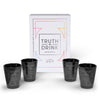 Truth or Drink - Shot Glasses Edition by Cut - Reveal Secrets in Style with Hilarious and Personal Questions, Perfect Adult Game for Party Night (Includes 4 Shot Glasses, 400+ Conversation Starters)