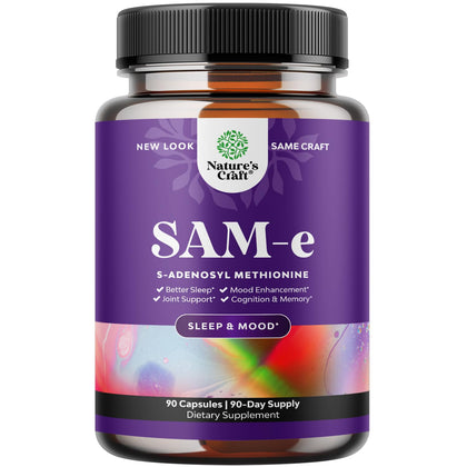 Pure SAM-E Nootropic Brain Supplement - Brain Support Supplement with S Adenosyl Methionine Memory Pills for Brain Health and Joint Health - Immune Support Supplement and Mood Support Supplement