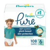 Pampers Pure Protection Diapers - Size 6, One Month Supply (108 Count), Hypoallergenic Premium Disposable Baby Diapers