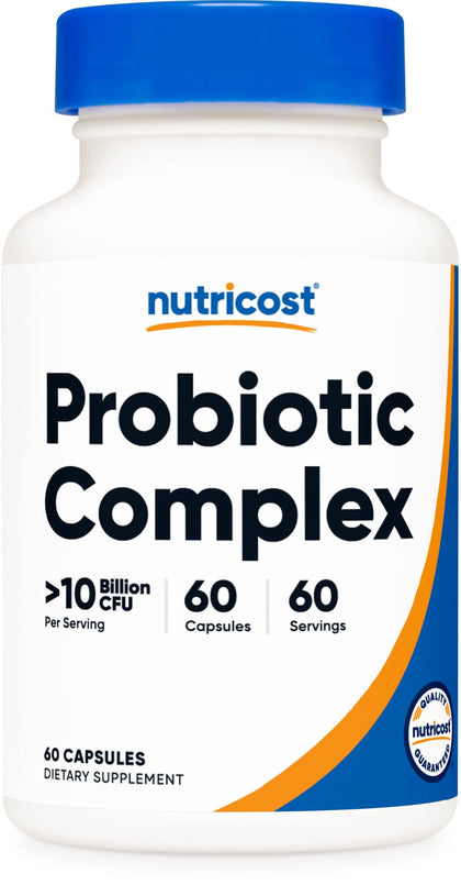 Nutricost Probiotic Complex (10 Billion CFU) 60 Capsules - Acidophilus Plus 9 Other Probiotics, Non-GMO, Gluten Free Supplement