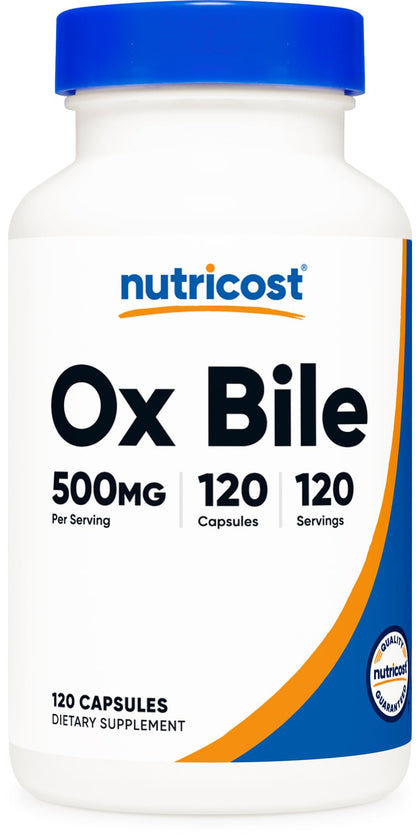 Nutricost Ox Bile Capsules 500mg Per Serving (120 Capsules) - Gluten Free & Non-GMO (Expiry 1/31/2027)