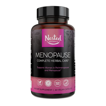 Nested Naturals Menopause Complete Herbal Care Supplement for Menopause Relief | Black Cohosh for Menopause Relief w/Dong Quai Root | Hot Flash Relief & Hormone Support for Women | 60 Vegan Capsules