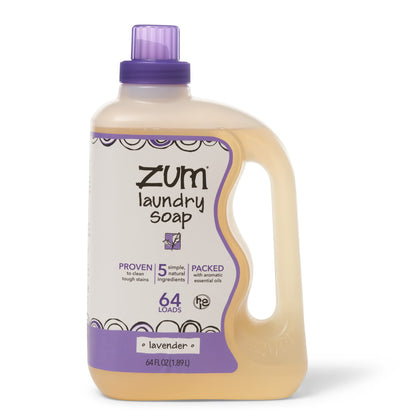 Indigo Wild Zum Clean Laundry Soap - Plant-Based Liquid Laundry Soap - Contains Baking Soda, Essential Oils & Saponified Coconut Oil - Lavender Scent - 64 fl oz