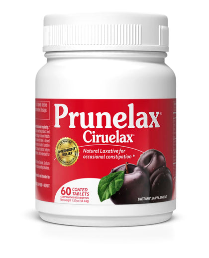 Prunelax Ciruelax Regular Strength Laxative Tablets - Overnight Relief for Occasional Constipation, Senna Extract, Vegan & Gluten-Free, Fast-Acting Gentle Relief - 60ct