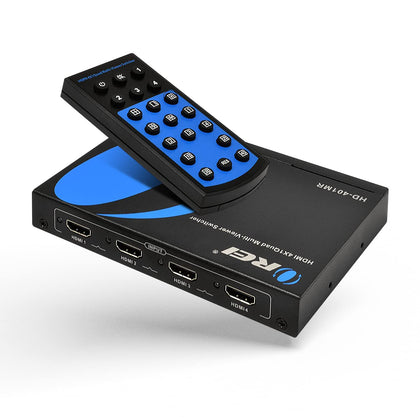 OREI HDMI Multi-Viewer 4x1 Seamless HDMI Switch - 4 Ports, IR Remote, Supports up to 1080p, Security Camera, HDMI Switch 4 in 1 Out on Single Display