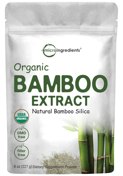 Organic Bamboo Extract Powder, 8 Ounce (1 Year Supply), Rich in Silica and Minerals, Supports Healthy Skin, Nail, Hair, Joints and Bones, Non-GMO and Vegan Friendly