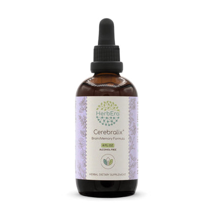 Cerebralix B120 Alcohol-Free Extract Tincture: Gotu Kola Herb,Ginkgo Biloba Leaf, Rosemary Leaf, Sage Leaf, Brahmi Herb, Ashwagandha Root, Lemon Balm Leaf. Brain/Memory Formula 4 Fl Oz