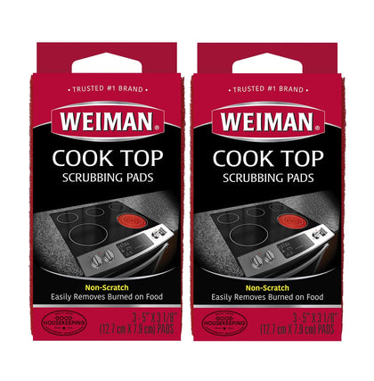 Weiman Cook Top Scrubbing Pads, 3 Count, 2 Pack Cuts Through the Toughest Stains - Scrubbing Pads Carefully Wipe Away Residue