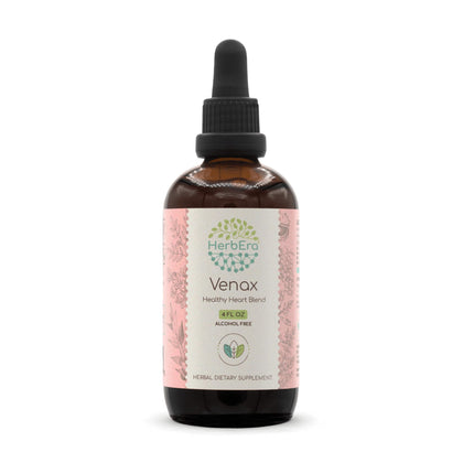 HerbEra Venax B120 Alcohol-Free Extract Tincture, Concentrated Liquid Drops: Butcher's Broom Root, Horse Chestnut Nut, Rosemary Leaf, Prickly Ash Bark, Bilberry Leaf, Grape Seed. Stone Root. 4 Oz