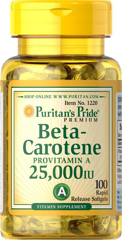 Puritan's Pride 2 Pack of Beta-Carotene 25,000 IU Carotene 25,000 IU-100 Softgels