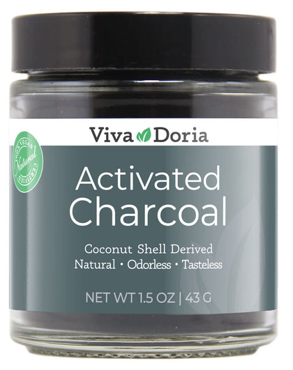 Viva Doria Virgin Activated Charcoal Powder, Coconut Shell Derived, Food Grade, 1.5 Oz Glass Jar