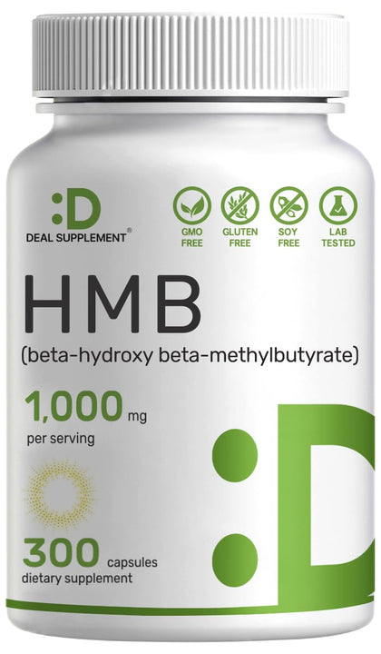 DEAL SUPPLEMENT Ultra Strength HMB Supplements 1000*mg Per Serving, 300*Capsules | Third Party Tested | Supports Muscle Growth, Retention