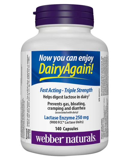 Webber Naturals Lactase Enzyme Extra Strength 140 Capsules