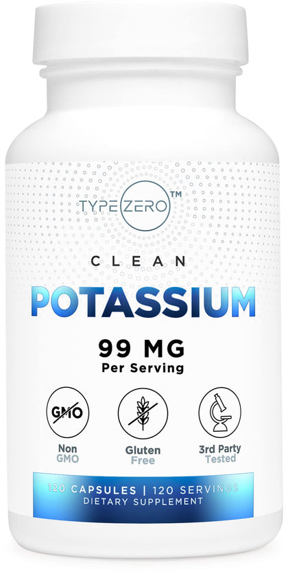 Type Zero Potassium Citrate (99mg, 120 Capsules) - Gluten Free, Non-GMO