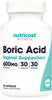 Nutricost Boric Acid 600mg, 30 Capsules - Vaginal Suppository - Non-GMO - for Women