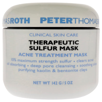 Peter Thomas Roth | Therapeutic Sulfur Acne Treatment Mask | Maximum-Strength Sulfur Mask for Acne, Clears Up and Helps Prevent Acne Blemishes, Oil Absorbing and Pore Cleansing