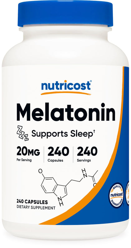 Nutricost Melatonin 20mg, 240 Capsules, Non-GMO & Gluten Free