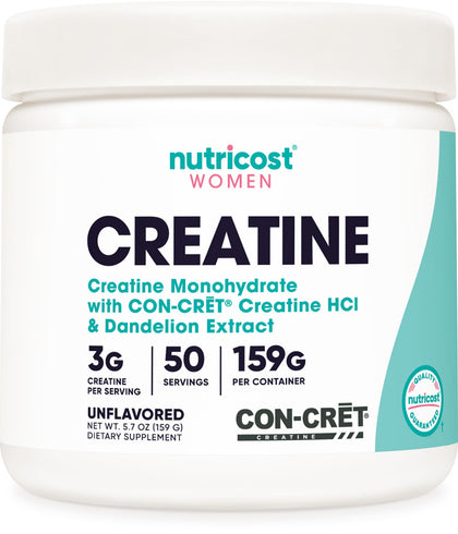 Nutricost Creatine Monohydrate Powder for Women, Micronized, Unflavored, 50 Servings - Vegetarian, Non-GMO, Gluten Free