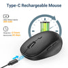 iClever Wireless Mouse, MD165 Dual Mode Wireless Mouse, Bluetooth Type-C Rechargeable Mouse, 2.4G Wireless Computer Mice with USB Receiver, 3 Device Connection for Windows 7/8/10, Mac, iOS, Android