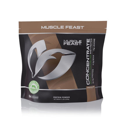 Muscle Feast Grass-Fed Whey Protein Concentrate Powder, All Natural Hormone Free Pasture Raised, Chocolate, 5lb (94 Servings)