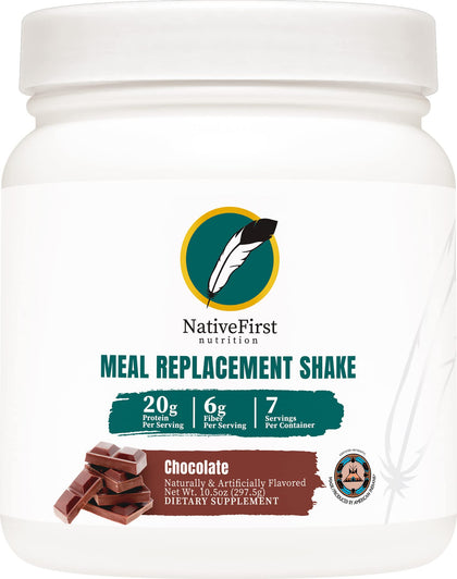 NativeFirst Complete Meal Replacement Shake - 20g Protein Per Serving, Non-GMO, Gluten Free (Chocolate, 7 Servings)