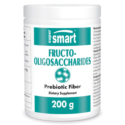 Supersmart - Fructo Oligosaccharides Powder (Prebiotics FOS) - Oligofructose Inulin - Fiber Supplement - Intestinal Flora & Gut Health - Digestive Support | Non-GMO & Gluten Free - 200 g