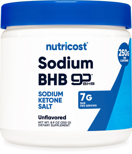 Nutricost Sodium BHB Powder (250g) Unflavored - Keto Supplement, Beta-Hydroxybutyrate Salt