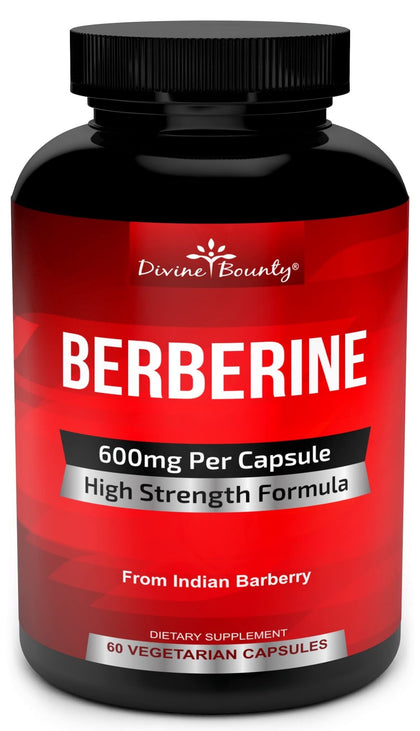 Divine Bounty Pure Berberine Complex - 600mg Per Capsule Berberine HCl Supplement - 60 Vegetarian Capsules