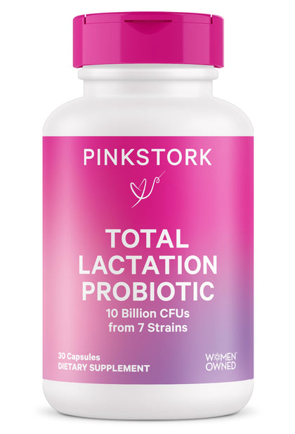 Pink Stork Lactation Probiotic - 10 Billion CFUs Multi Strain Postnatal Probiotics for Breastfeeding Women - Support Breast Milk & Gut Health, Postpartum Essentials, 30 Capsules