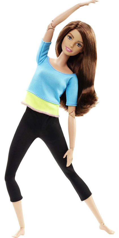 Barbie Made to Move Posable Doll in Blue Color-Blocked Top and Yoga Leggings, Flexible