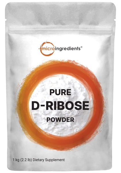 Pure D Ribose Powder, 1 KG (2.2 Pound and 200 Servings), Natural Simple Sugar, Dissolves Clear, Pharmaceutical Grade, Filler Free, No GMOs, No Gluten. and Water Soluble