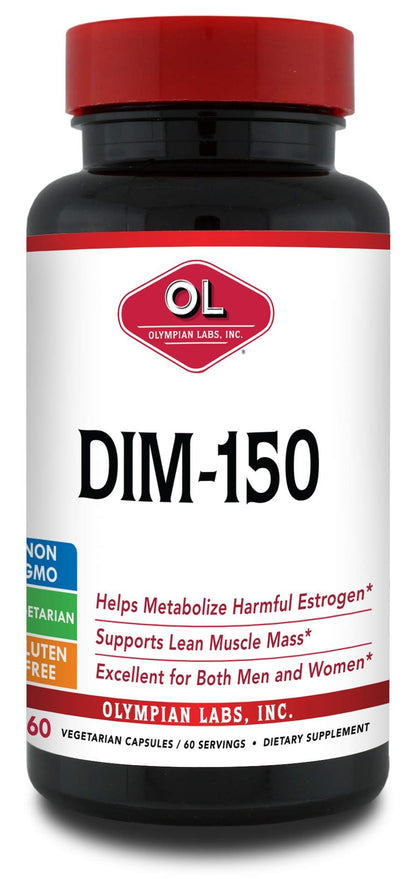 Olympian Labs DIM Supplement 150mg - DIM Diindolylmethane 60 Capsule Supply of DIM for Estrogen Balance, Hormone Menopause Relief, Acne Treatment, PCOS, Bodybuilding