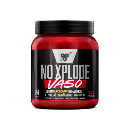 BSN N.O.-XPLODE Vaso Pre Workout Powder with 8g of L-Citulline and 3.2g Beta-Alanine and Energy, Flavor: Cherry Bomb, 24 Servings