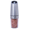 Gravity Salt and Pepper Grinder with Adjustable Coarseness Automatic Pepper and Salt Mill Battery Powered with Blue LED Light,One Hand Operated,Brushed Stainless Steel by CHEW FUN