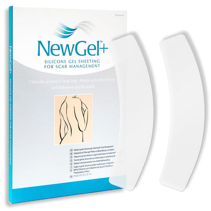 NewGel+ Advanced Silicone Professional Scar Treatment Strip for Abdomen, C-Section, Injury, Keloids, Burns, REUSABLE, 2