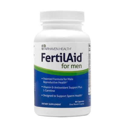 Fairhaven Health FertilAid for Men Prenatal Male Fertility Supplement | Count and Motility Support Pre-Conception for Him | Fertility Support Includes L-carnitine, Zinc, and Folate | 90 Capsules