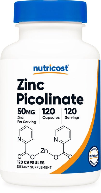 Nutricost Zinc Picolinate 50mg, 120 Vegetarian Capsules - Gluten Free and Non-GMO