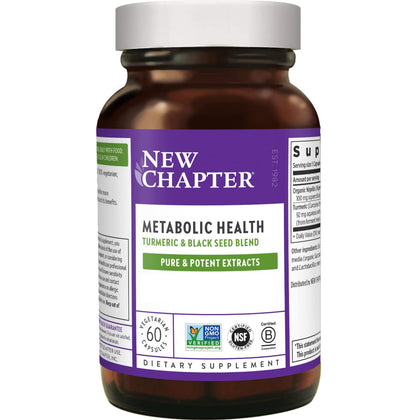 New Chapter Metabolic Health, Golden Black Seed, Black Seed Oil + Turmeric for Healthy Mood, Healthy Weight - 60 ct Vegetarian Capsule