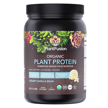 SOTRU Organic Vegan Protein Powder - Whole Food, Plant Based Protein Powder with Green Superfoods, Enzymes & Probiotics - USDA Certified Organic, Non-GMO, Gluten-Free - Vanilla 18.5 oz, 21 Servings